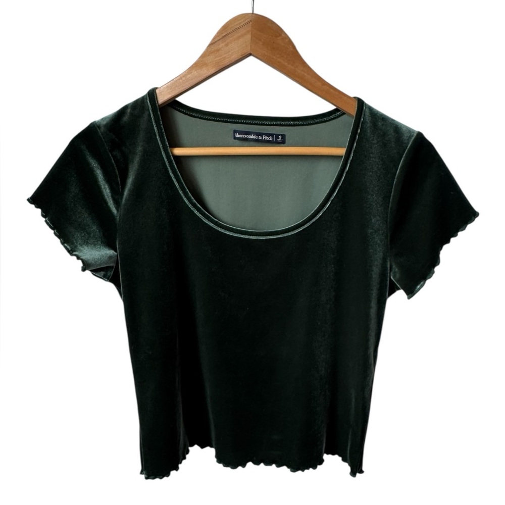 Abercrombie & Fitch Deep Green Velvet Crop Top